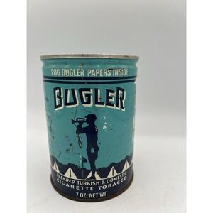 🪙 Vintage Bugler Turkish & Domestic Cigarette Tin Can–No Lid– Classic Americana